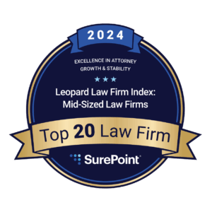 Leopard Law Firm Index - Mid-Sized Law Firms Top 20 Law Firm badge